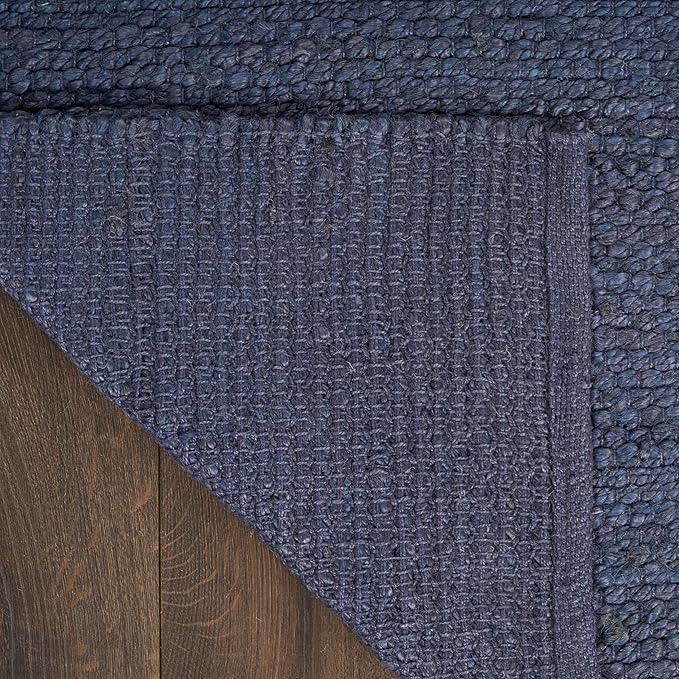 Nourison Home Natural Jute Navy 8' x 10' Area Rug - Easy Clean, Non Shedding, Bed Room, Living Room, Dining Room, Kitchen (8' x 10')