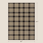 5x7 Farmhouse Rugs for Living Room - Easy Jute Area Rug for Large Entryway Indoor Outdoor, Patio, Bedroom Under Bed, Washable Non Slip Rustic Woven Checkered Plaid Black and Tan Carpet