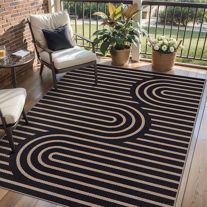 Tangsoo Easy Jute 3x5 Outdoor Rug for Living Room,Washable Indoor Rugs Farmhouse Non-Slip Thin Door Mat,Boho Throw Carpet for Front Porch Bedroom Patio Entryway Balcony