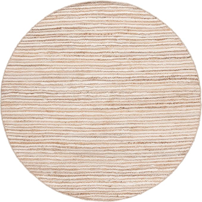 SAFAVIEH Cape Cod Collection Area Rug - 6' Round, Natural & Ivory, Handmade Jute Blend, Braided Design, Ideal for The Living Room, Dining, Bedroom (CAP151A)