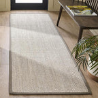 SAFAVIEH Natural Fiber Collection Runner Rug - 2'6" x 8', Marble & Khaki, Sisal, Woven Design with Border (NF143E)