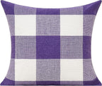 VAKADO Purple Throw Pillow Covers Buffalo Decorative Gingham Farmhouse Decor Outdoor Checkered Square Cushion Plaids Cases Home Decorations for Bedroom Couch Sofa Patio 18x18 Set of 2