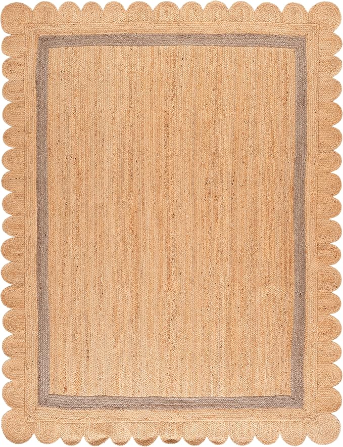 SAFAVIEH 8x10 Area Rug - Natural Fiber Collection - Large - Natural & Grey, Handmade Jute, Ideal for Living Room, Bedroom, Dining Space (NF896F)