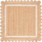 SAFAVIEH Natural Fiber Collection Area Rug - 6' Square, Natural & Ivory, Rustic Farmhouse Style, Handmade Jute, Ideal for The Living Room, Bedroom, Dining Room (NF896A-6SQ)