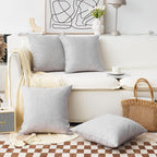 Home Brilliant Gray Pillow Covers Decor Burlap Lined Linen Throw Pillow Cases Cushion Covers for Sofa, Light Grey, Set of 4, 18 inch