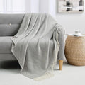 BOURINA Herringbone Throw Blanket,Soft Lightweight Cozy Throw for Bed Couch Decorative Blanket, Light Grey 50" x 60"