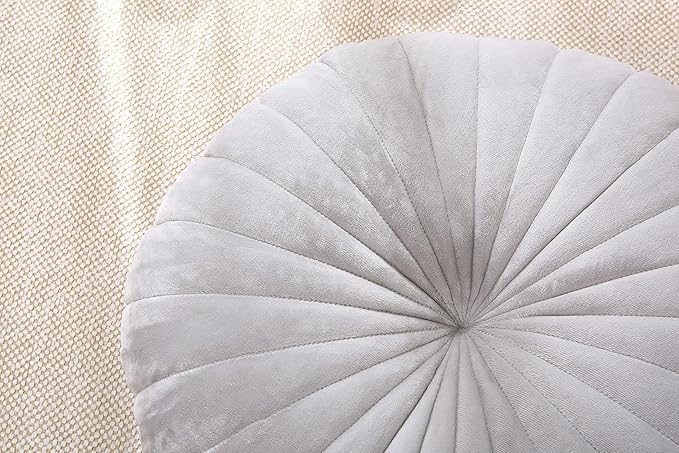Floor Pillow Meditation Cushion Round Large Floor Pillows Seating for Adults, Velvet Thick Floor Cushions for Yoga Living Room Balcony Outdoor Tatami（Gray）