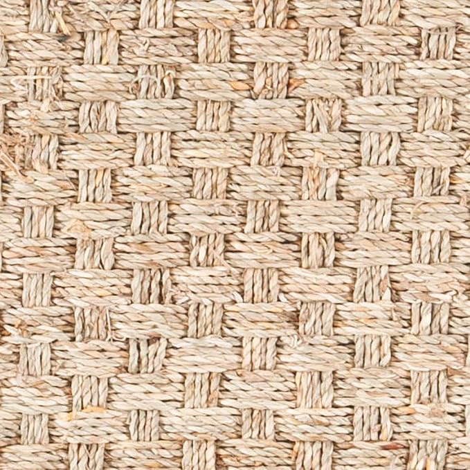 SAFAVIEH Area Rug 9' Round - Natural Fiber Collection - Large - Natural & Beige, Seagrass, Basketweave Pattern with Border (NF114A)