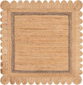SAFAVIEH Natural Fiber Collection Area Rug - 6' Square, Natural & Grey, Handmade Jute, Ideal for Living Room, Bedroom, Dining Space (NF896F)