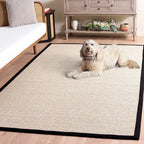 SAFAVIEH Area Rug 5x8 - Natural Fiber Collection - Marble & Black, Sisal, Woven Design with Border (NF143A)