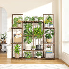 EnHomee Plant Stand Indoor Tall Plant Stand Outdoor Large Wood Plants Shelf with 12-14 Pots for Patio, Living Room, Garden, Balcony, 44.8" Wx47.2 Hx11.78 D