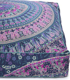 Popular Handicrafts Floor Pillow Cushion Cover - Hippie Mandala Square Ottoman Indian Elephant Camel Daybed Oversized Cotton Cushion Cover with Heavy Duty Zipper - Dog-Pets Bed, 35" Blue Pink