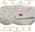 Gold CASE Throw Blanket for Couch – 100% Recycled Cotton – Retro Throw Blankets for Living Room, Bed, & Outdoor – Decorative Boho Blankets & Throws – Soft Couch Drape – Grey (60”x80”)