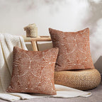 AELS Boho Decorative Textured Throw Pillow Covers 18x18, Organic Modern Mid Century Rainbow Tufted Pillow Case, Farmhouse Rustic Geometric Woven Cushion Case for Bed Couch Sofa, Burnt Orange