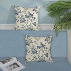 Chinoiserie Pillow Covers 18x18 Inch Set of 2 Blue Floral Bird Throw Pillows Vintage Blue Flower Decorations Pillow Cases Outdoor Chinoiserie Decor Farmhouse Linen Cushion Cover for Couch Home