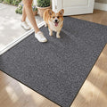 LUMI Ultra Thin Indoor Door Mat for Entrance 32"x48", Non Slip Entryway Mat, Low Profile Doormat, Unique Herringbone Design Carpet for Inside, Patio, Porch, Dark Gray
