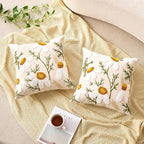 Embroidered Throw Pillow Covers Boho Farmhouse Daisy Tufted Pillow Covers Floral Decorative Couch PillowCases 20x20 Cottagecore Square Cushion Cover Set of 2 for Living Room Couch Sofa Bed Home Decor