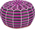 Marrakesh Gallery Bohemian Unstuffed Moroccan Pouf Ottoman, Round Ottoman Foot Rest, Handmade Bean Bag with Large Storage - Cover Floor Chair for Living Room, Bedroom - Ideal as Wedding Gifts