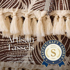 DOWN HOME Chenille Cotton Throw Blanket for Couch, Lightweight Boho Blanket for Bed Sofa Chair Living Room Outdoor Soft Woven Decorative Blanket with Tassel Gift Brown Leaves 60"x80"
