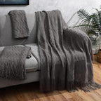 Buryeah 6 Pack Boho Knitted Throw Blankets with Tassels 50x60 Soft Warm Throws Bulk for Wedding Guests Housewarming Employee Teacher Appreciation Gifts Cozy Farmhouse Home Decor (Dark Gray)
