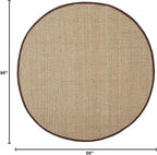 SAFAVIEH Area Rug 8' Round - Natural Fiber Collection - Natural & Dark Brown, Seagrass, Basketweave Pattern with Border (NF114K)