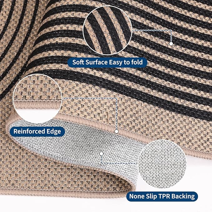 GarveeHome Easy Jute 2x8 Modern Rainbow Runner Rugs for Hallway Kitchen Bedroom Non Slip Indoor Outdoor Runner Door Mat for Laundry Porch