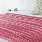 Chenille Throw Blanket for Couch 50"X 60", Soft Cozy Throws with Fringe Tassel for Bed Sofa Chair Cover, Lightweight Knitted Decorative Boho Blankets for Living Room, Rose Pink