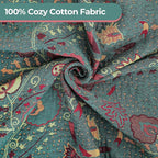 Boho Fall Throw Blanket for Bed,100% Ultra Cotton Soft Breathable Bed Throw Floral Printed Farmhouse Decor Rustic Bed Throws for Couch Sofa Quilt 80" x 90"