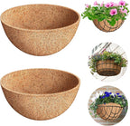 Riare 2 Pack 12 Inch Round Coco Liners Replacement, 100% Natural Coconut Coir Liners for Hanging Baskets, Garden Flower Vegetables Planter Pot, Window Box, Fence, Decks