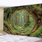 Accnicc Forest Tapestry Green Nature Tree Wall Tapestry for Bedroom Aesthetic Jungle Outdoor Landscape Extra Large Tapestries Wall Hanging for Dorm Living Room Decor 90 x 68 Inch