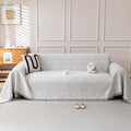 Couch Cover for Dogs, Boho Sofa Covers for 3 Cushion Couch, Chenille Slipcover for Pets Washable, L-Shape Sectional Couch Loveseat Cover Soft Throw Blankets with Tassels(91x118,Speckled Grey)