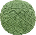 COTTON CRAFT Macrame Braided Pouf - Knitted Cotton Cord Comfortable Round Dori Pouf - Prefilled Ottoman Footrest Bean Bag - Stuffed Boho Moroccan Accent Seating - Nursery Bedroom Dorm - 20x14 - Green
