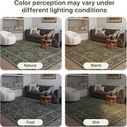 GENIMO 5x7 Washable Area Rug, Non-Slip Vintage Boho Floral Carpet, Soft Low-Pile Thin Bedroom Rug for Living Room, Dining Room, Nursery, Black
