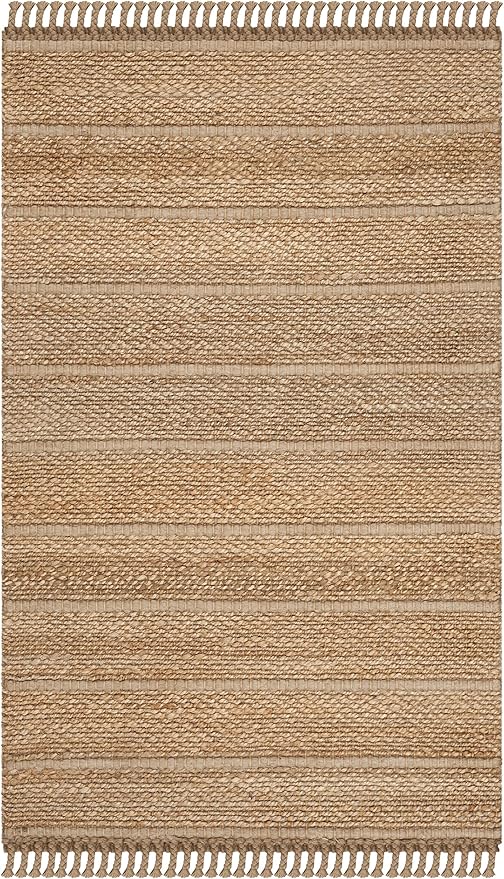 SAFAVIEH Natural Fiber Collection Accent Rug - 3' x 5', Natural & Light Grey, Handmade Tassel Jute, Ideal for High Traffic Areas in Entryway, Living Room, Bedroom (NF550A)