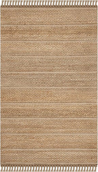 SAFAVIEH Natural Fiber Collection Accent Rug - 3' x 5', Natural & Light Grey, Handmade Tassel Jute, Ideal for High Traffic Areas in Entryway, Living Room, Bedroom (NF550A)