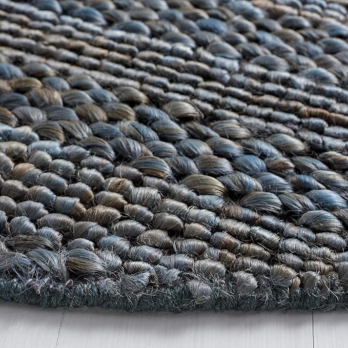 SAFAVIEH Natural Fiber Collection Area Rug - 3' Round, Grey, Handmade Jute, Braided Woven Design, Ideal for Living Room, Bedroom (NF212G)
