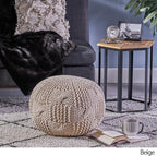 Christopher Knight Home Ansel Knitted Cotton Pouf, Beige
