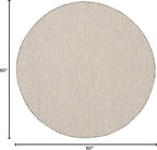 Nourison Home Courtyard Ivory Silver 5' x Round Area Rug - Easy Clean, Non Shedding, Bed Room, Living Room, Dining Room, Kitchen (5' x Round)