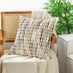 Boho Chenille Striped Pillow Cover 18x18 Inch, Decorative Pillow Cover for Couch Bed Sofa Living Room Bedroom Farmhouse Modern Home Decor Accent Pillowcases Set of 1, Multicolor