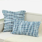 Boho Chenille Striped Pillow Cover 18x18 Inch, Decorative Pillow Cover for Couch Bed Sofa Living Room Bedroom Farmhouse Modern Home Decor Accent Pillowcases Set of 1, Blue White