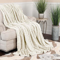 Superior Fleece Boho Jacquard Blanket, Decorative Blankets for Bedroom, Sofa, Fuzzy, Plush, Fluffy, Soft, Cute Room Decor, Beautiful Cover, Comfort Essentials, Arctic Collection, Throw, Ivory