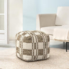 Anji Mountain Pouf Ottoman Foot Rest, Handmade Ottoman Pouf, Comfortable Foot Stool, Decorative Floor Seating for Living Room Decor, Bedroom & Home Décor Accent - Harbor Lattice