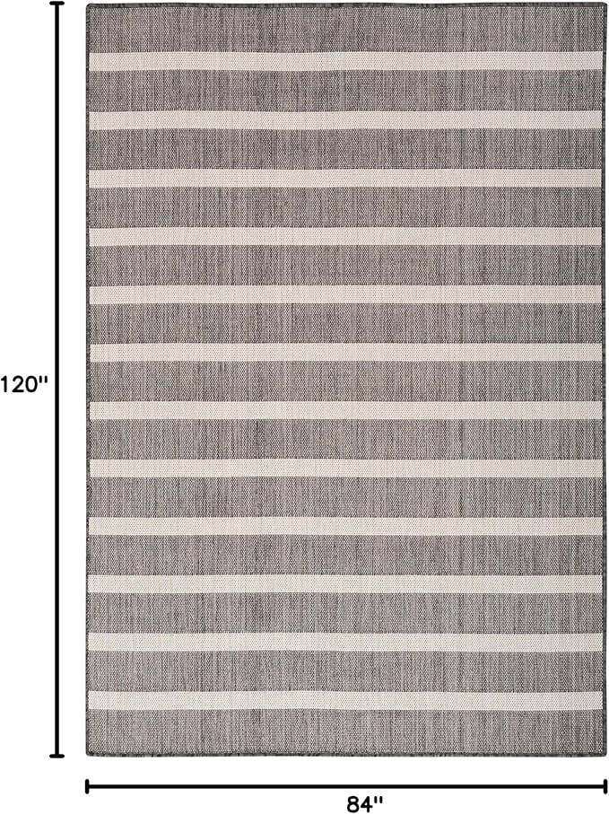 Nourison Home Positano Charcoal Ivory 7' x 10' Area Rug - Easy Clean, Non Shedding, Bed Room, Living Room, Dining Room, Kitchen (7' x 10')