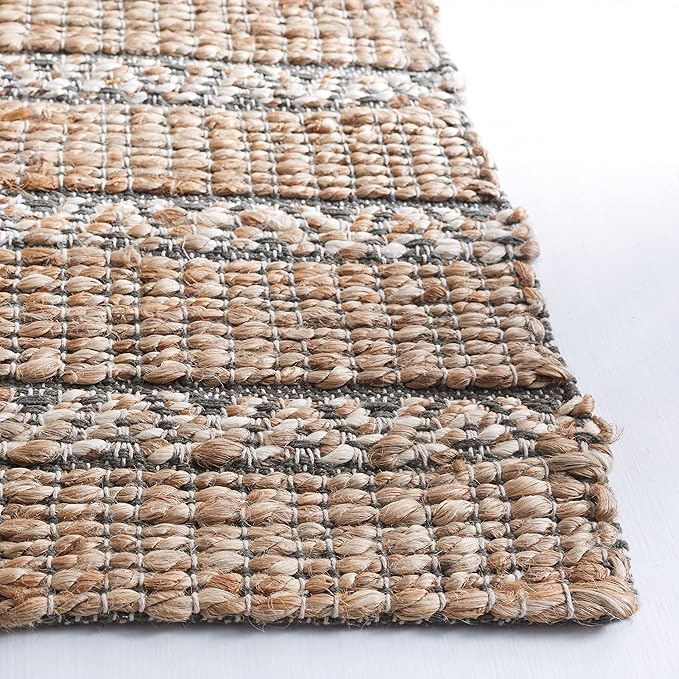SAFAVIEH Natural Fiber Collection Area Rug - 5' x 8', Olive & Natural, Handmade Flat Weave Stripe Jute & Cotton Jute, Ideal for High Traffic Areas in Living Room, Bedroom (NFB655X)
