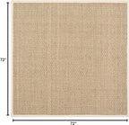 SAFAVIEH Area Rug 6' Square - Natural Fiber Collection - Natural & Beige, Seagrass, Basketweave Pattern with Border (NF114A)