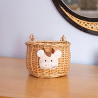 Wicker Hanging Wall Basket, Woven Hanging Basket, Door Baskets for Flowers Front Door, Wall Organizer for Entryway, Kitchen, Living Room, Garden, Farmhouse Decor (Original)