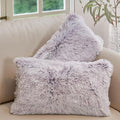 Cheer Collection Throw Pillows for Couch and Bed, Soft Shaggy Throw Pillows with Inserts Included, Cozy Long Hair Faux Fur Pillows - Set of 2-12" x 20" - Purple