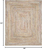 SAFAVIEH Area Rug 8x10 - Cape Cod Collection - Large - Beige & Multi, Handmade Jute & Cotton, Woven Braided Design (CAP202B)