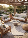 Rugs.com Outdoor Aztec Collection Rug – 8 Ft Octagon Light Gray Flatweave Rug Perfect for Living Rooms, Kitchens, Entryways