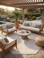Rugs.com Outdoor Aztec Collection Rug – 8 Ft Octagon Light Gray Flatweave Rug Perfect for Living Rooms, Kitchens, Entryways